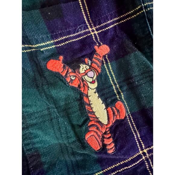 Disney Tigger Blue Green Plaid Corduroy Men XL Button Down Long Sleeve Shirt - Picture 3 of 6